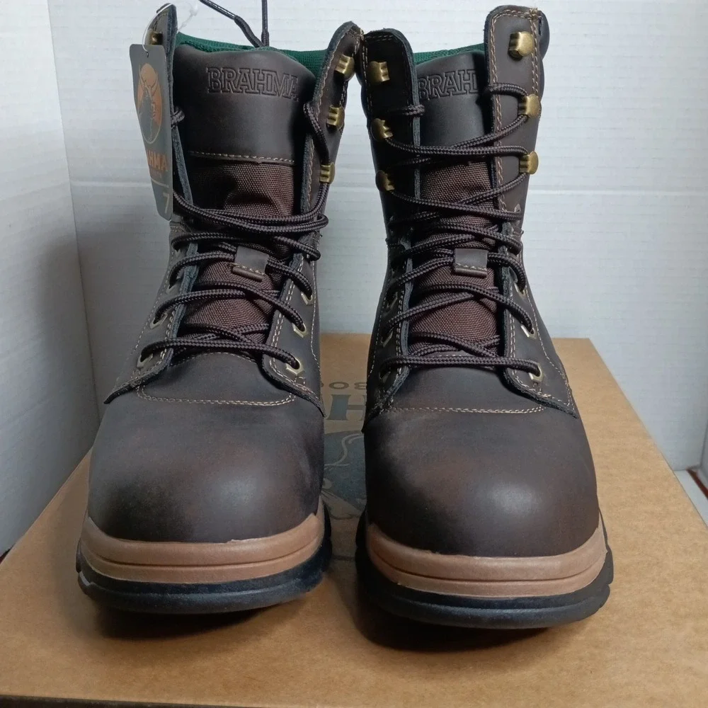 Brahma‎ Koa Mens Steel Toe Work Boots Size 7 Brown Breathable Speed Lacing NWT